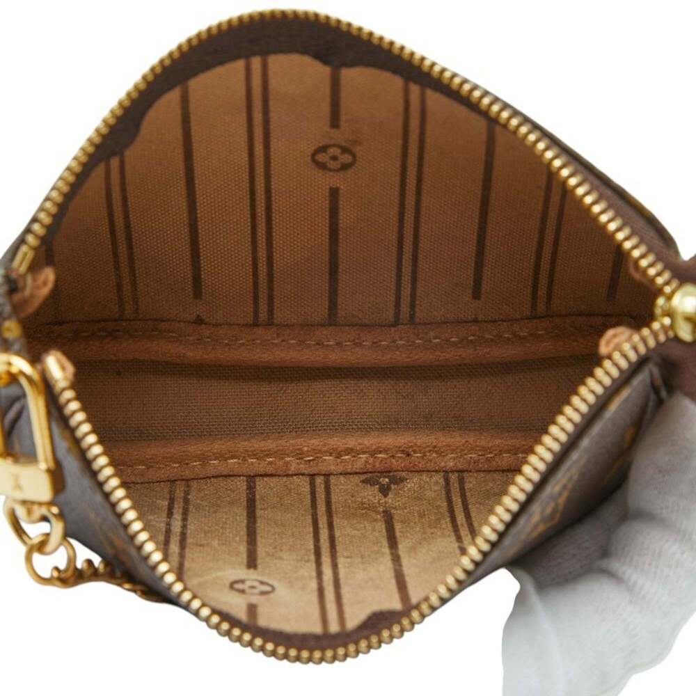 LOUIS VUITTON Authentic Brown Monogram Leather Pochette Pouch - Picture 6 of 8